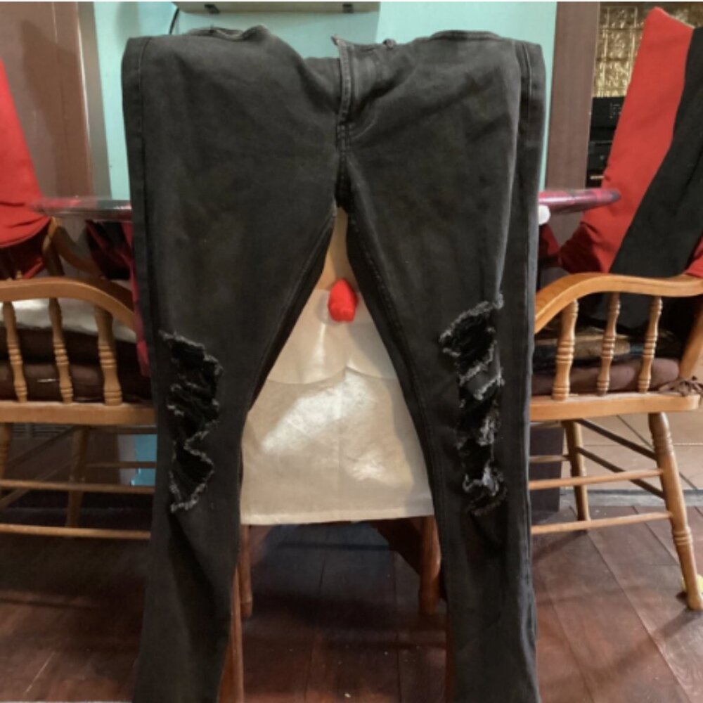 HOT TOPIC MENS JEANS BLACK DISTRESSTED 32X32 SKINNY 2020